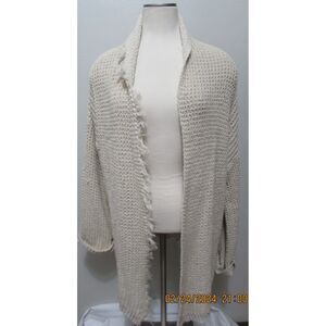 FREE PEOPLE SIZE L I'LL BE AROUND CARIGAN SWEATER OAMEAL BROWN FRINGE LONG BOHO